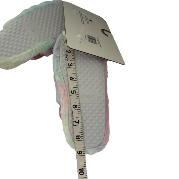 🐶NWT Girl’s Slippers Size 13/1 Slingback Faux Fur Slide KENSIE GIRL Rainbow - Picture 11 of 12